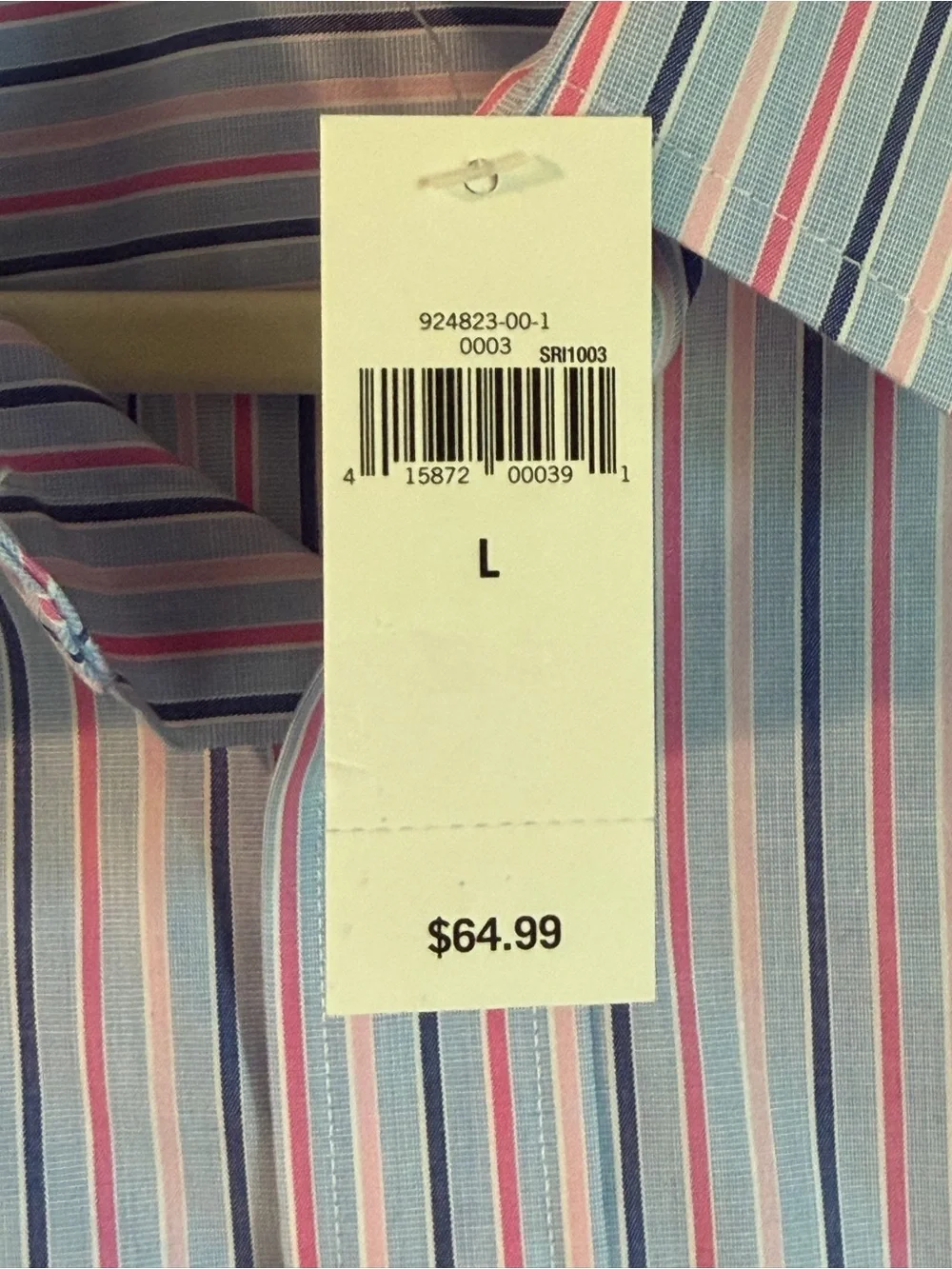 Banana Republic Men’s Striped Dress Shirt - Pink & Blue, Large,
